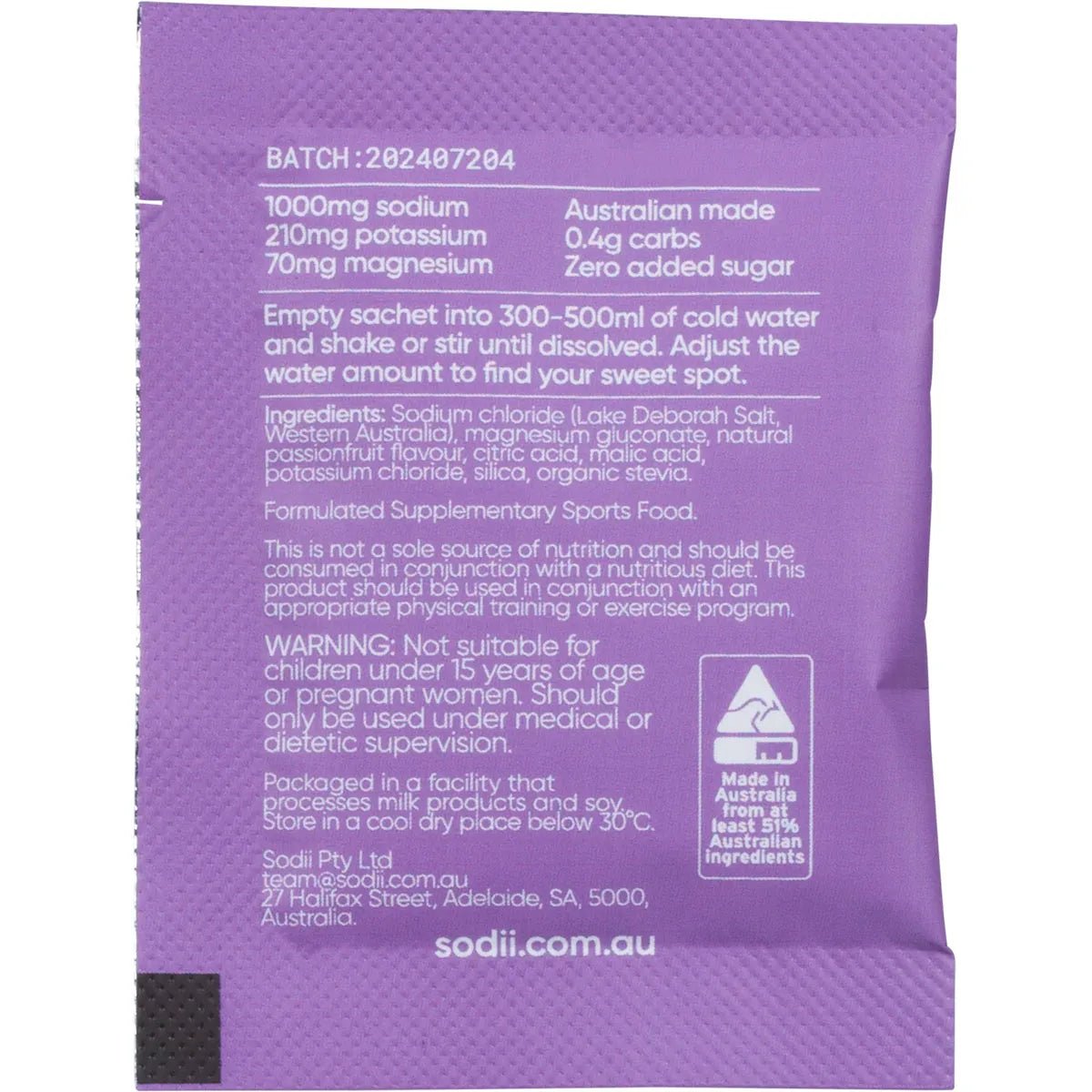 Sodii - Single Sachet electrolyte powder with sodium, potassium, magnesium, Australian made, low carb, functional drink collection.