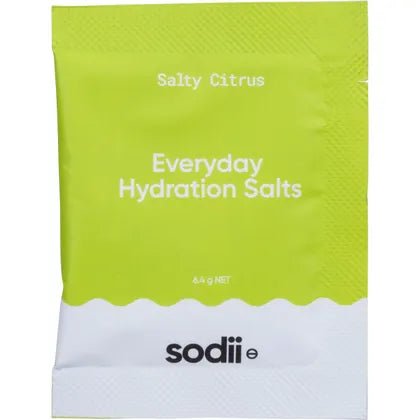 Sodii - Single Sachet in Salty Citrus flavor with Everyday Hydration Salts for low carb and electrolyte drink collections.