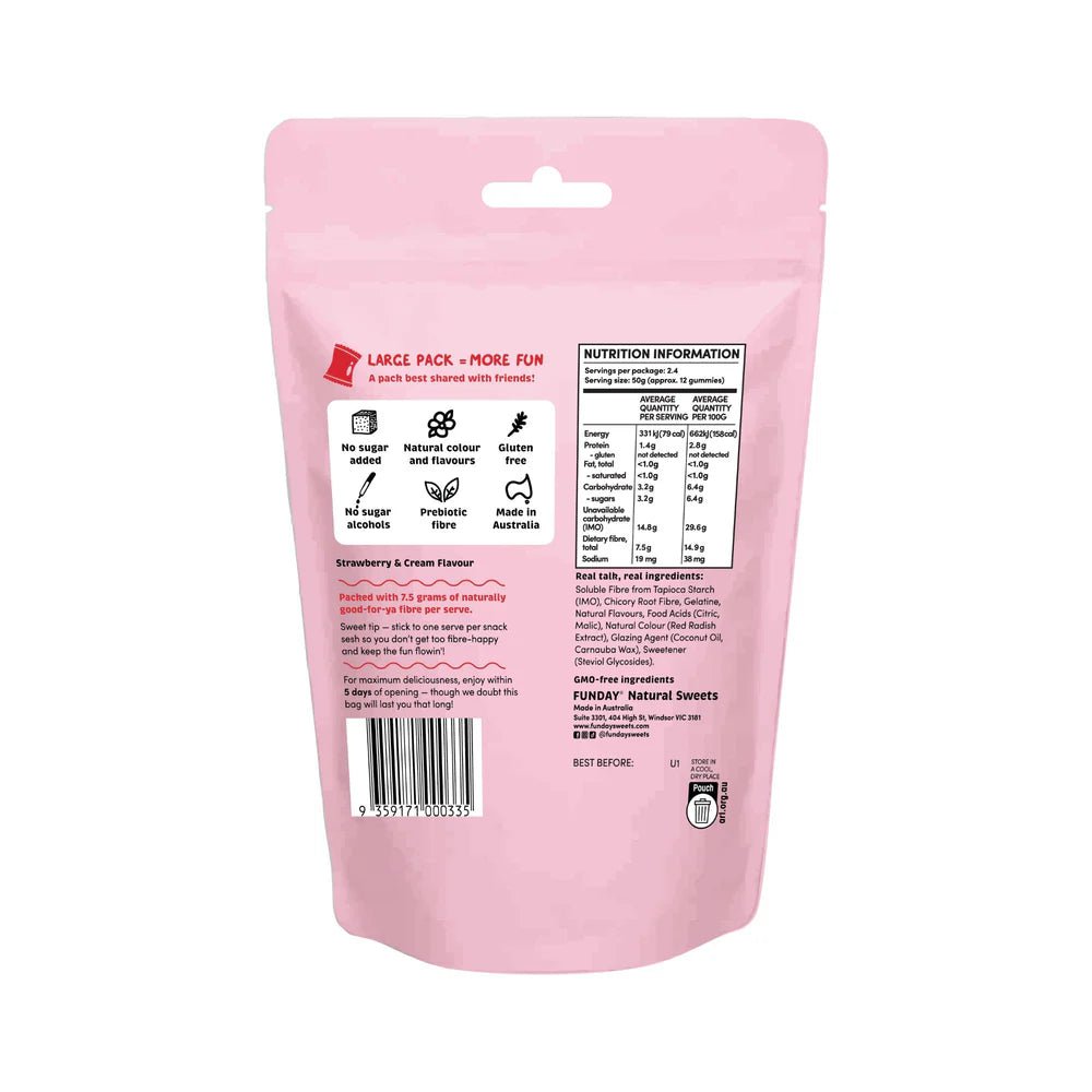 Strawberry & Cream Gummies - Share Bag - 120g - Yo Keto