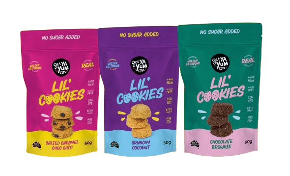 Variety Bundle - 3 Pack featuring Get Ya Yum On Lil' Cookies in Salted Caramel, Crunchy Coconut, and Chocolate Brownie flavors
