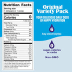 Nutrition facts panel and benefits of Variety Pack - Electrolyte Drink Mix - 20 ct by Ultima Replenisher in functional low carb collections.