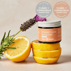 Whipped Tallow Moisturiser - Scented Blend - 70ml by Thrive Tallow displayed with sliced lemon and dried flower.