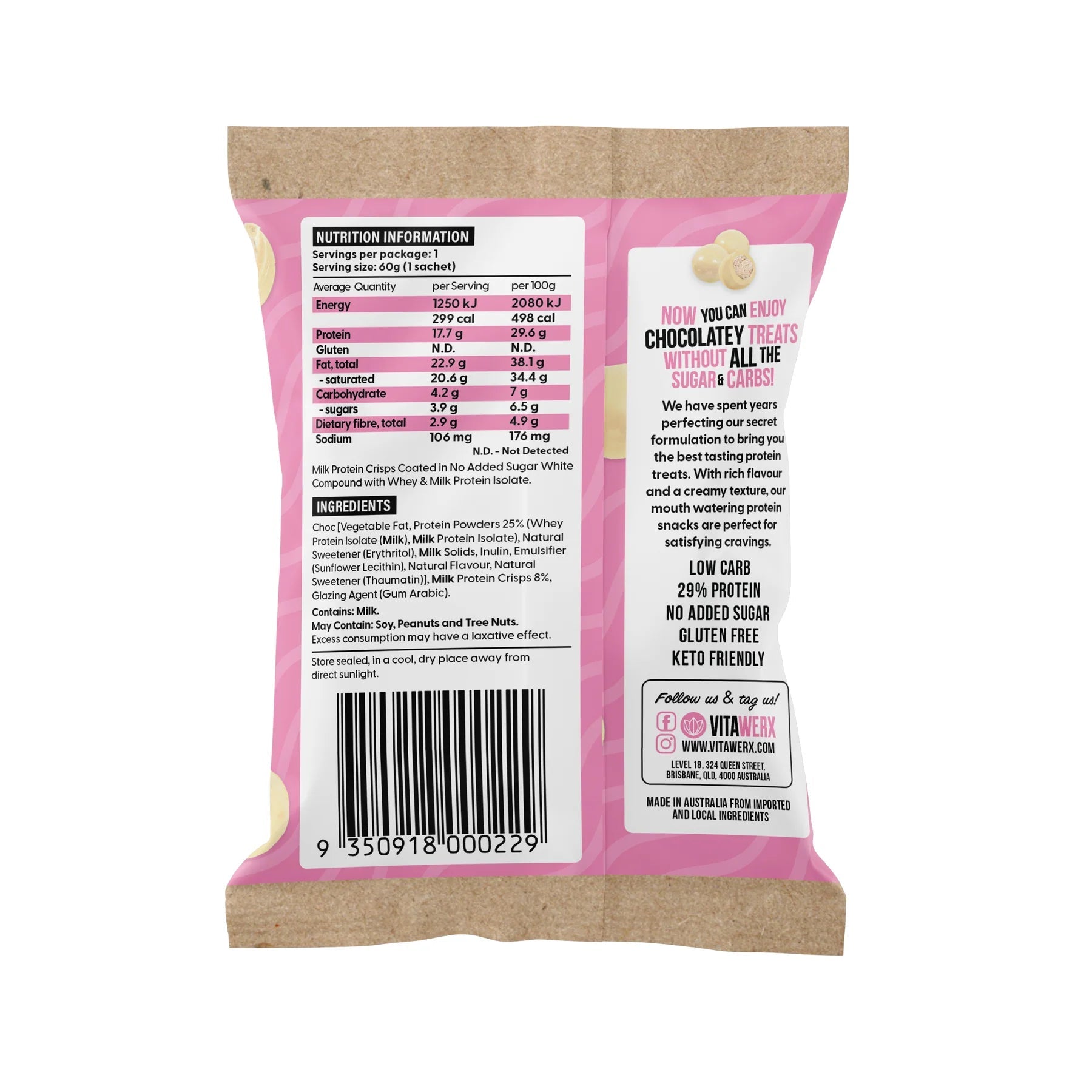 White Choc Puff'd Protein Crisps - Yo Keto