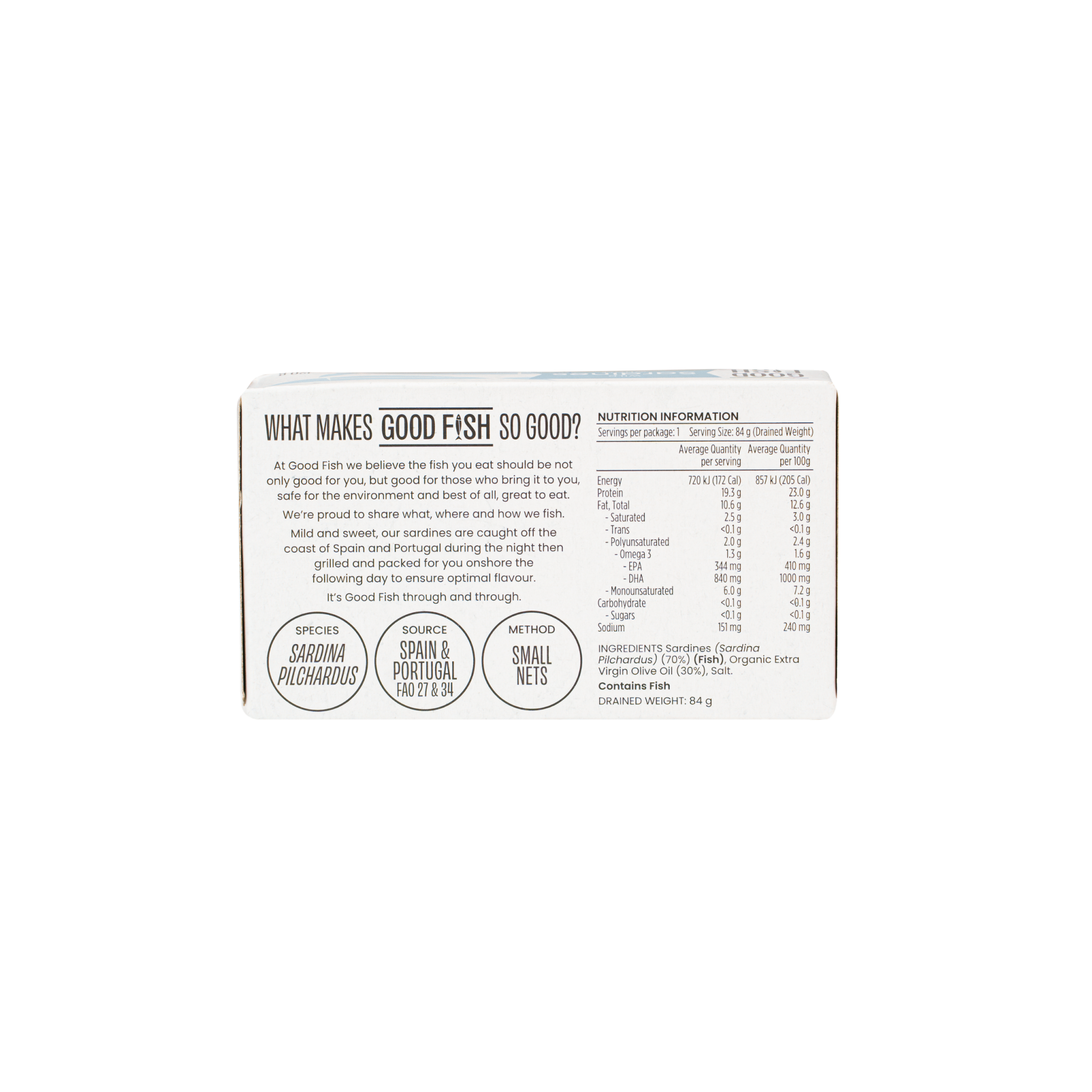 Wild Caught Sardines in Organic Extra Virgin Olive Oil - 120g Can