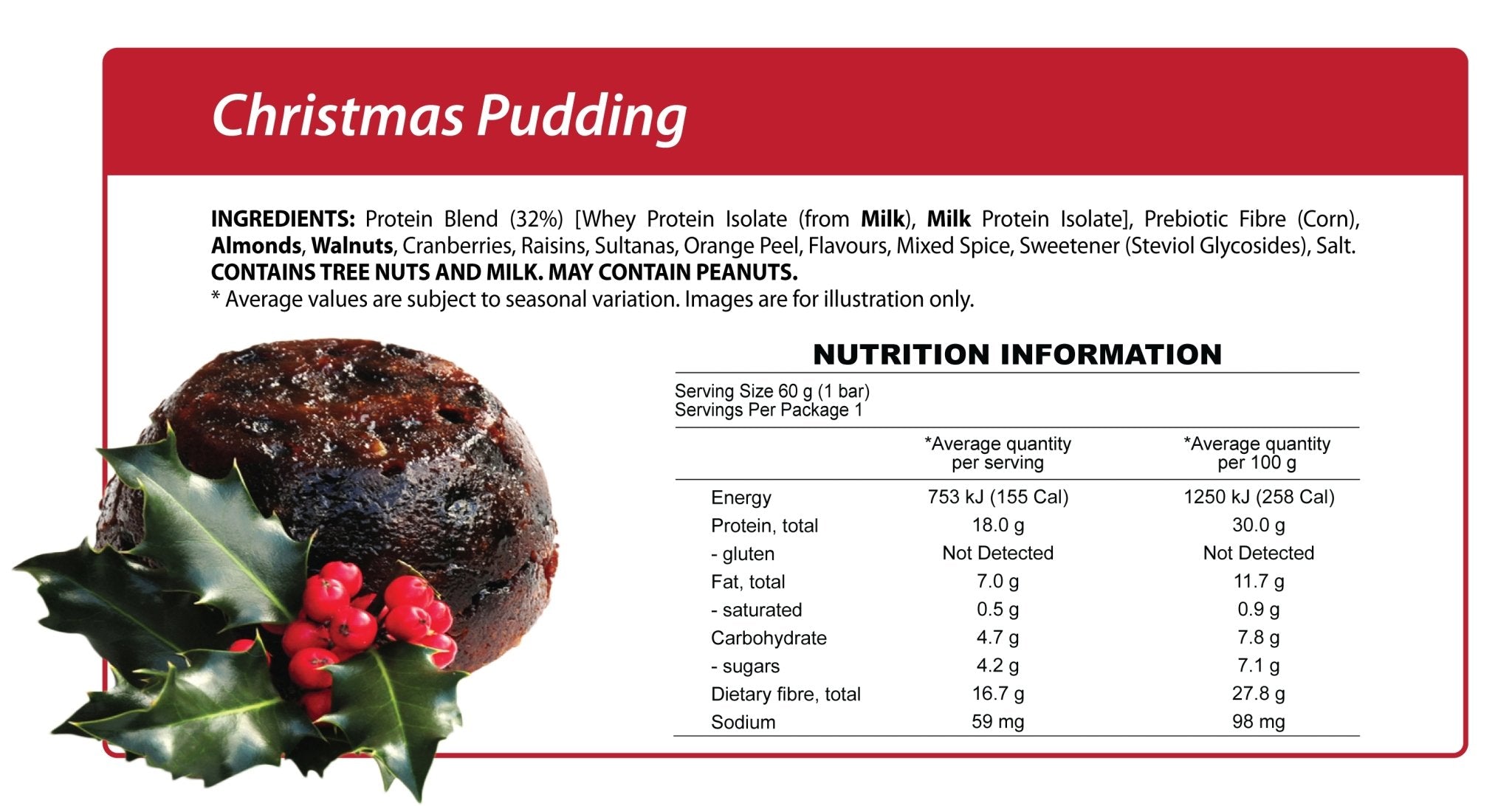 Christmas Pudding Smart Protein Bar - Yo Keto