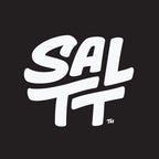 SALTT logo in bold white script on black background representing Blue Slushies - 30 Sticks electrolyte drink mix by SALTT