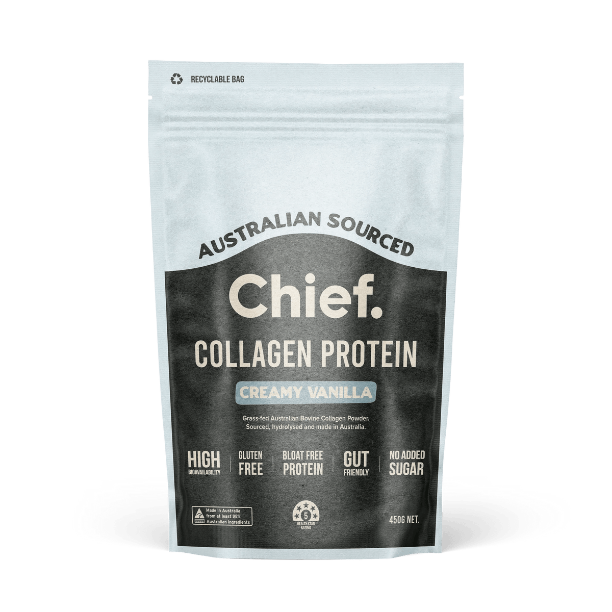 Grass-fed Collagen Protein Powder - Creamy Vanilla - 450g - Yo Keto