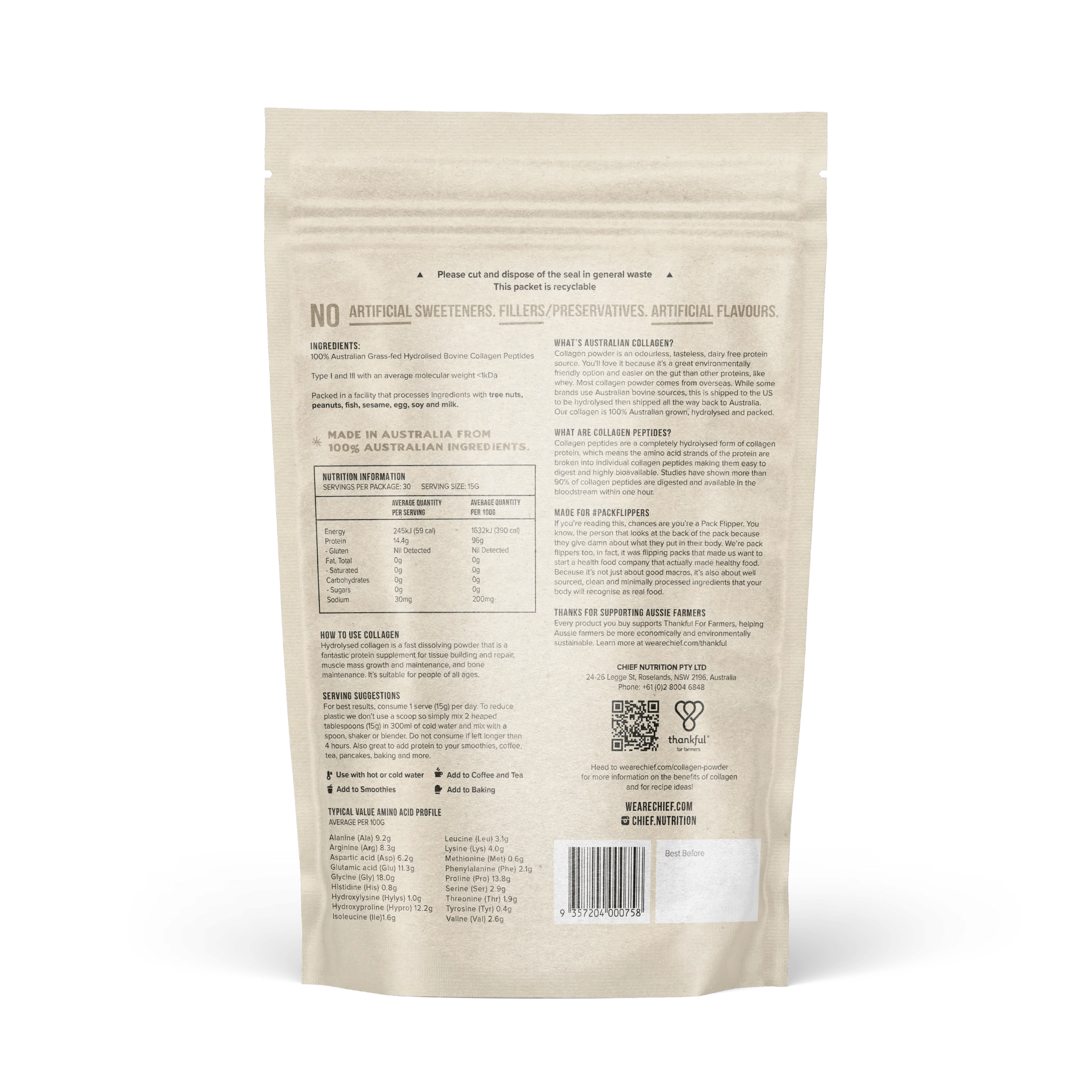 Grass-fed Collagen Protein Powder - Unflavoured - Yo Keto