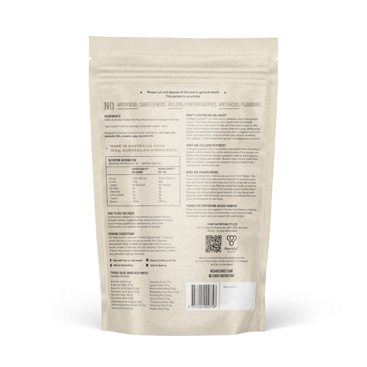 Grass-fed Collagen Protein Powder - Unflavoured - Yo Keto