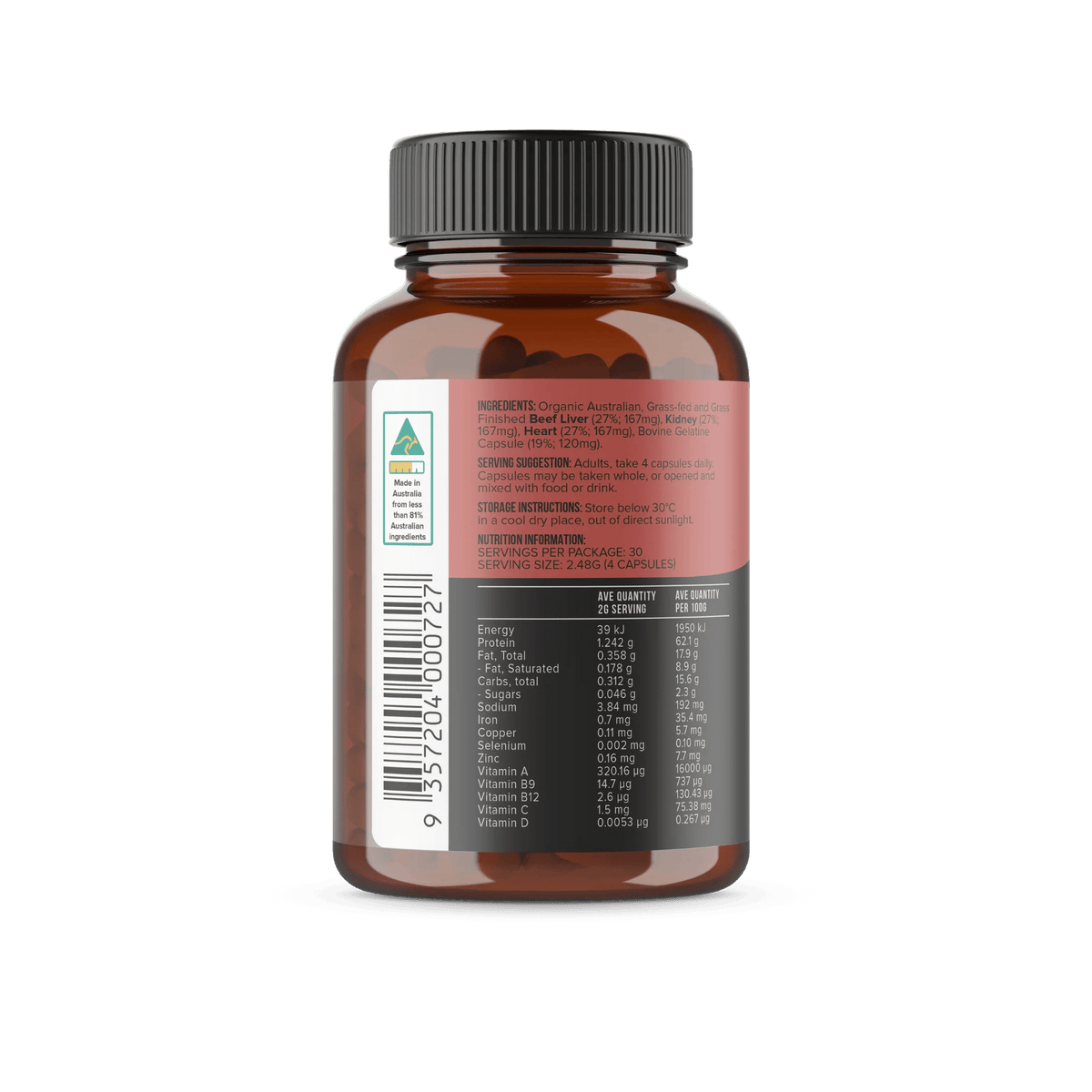 Immunity Boost - Organic Beef Liver, Heart & Kidney - 120 caps - Yo Keto
