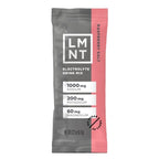 LMNT Single Stick Raspberry Salt electrolyte drink mix showing sodium, potassium, magnesium content with low carb and no sugar details