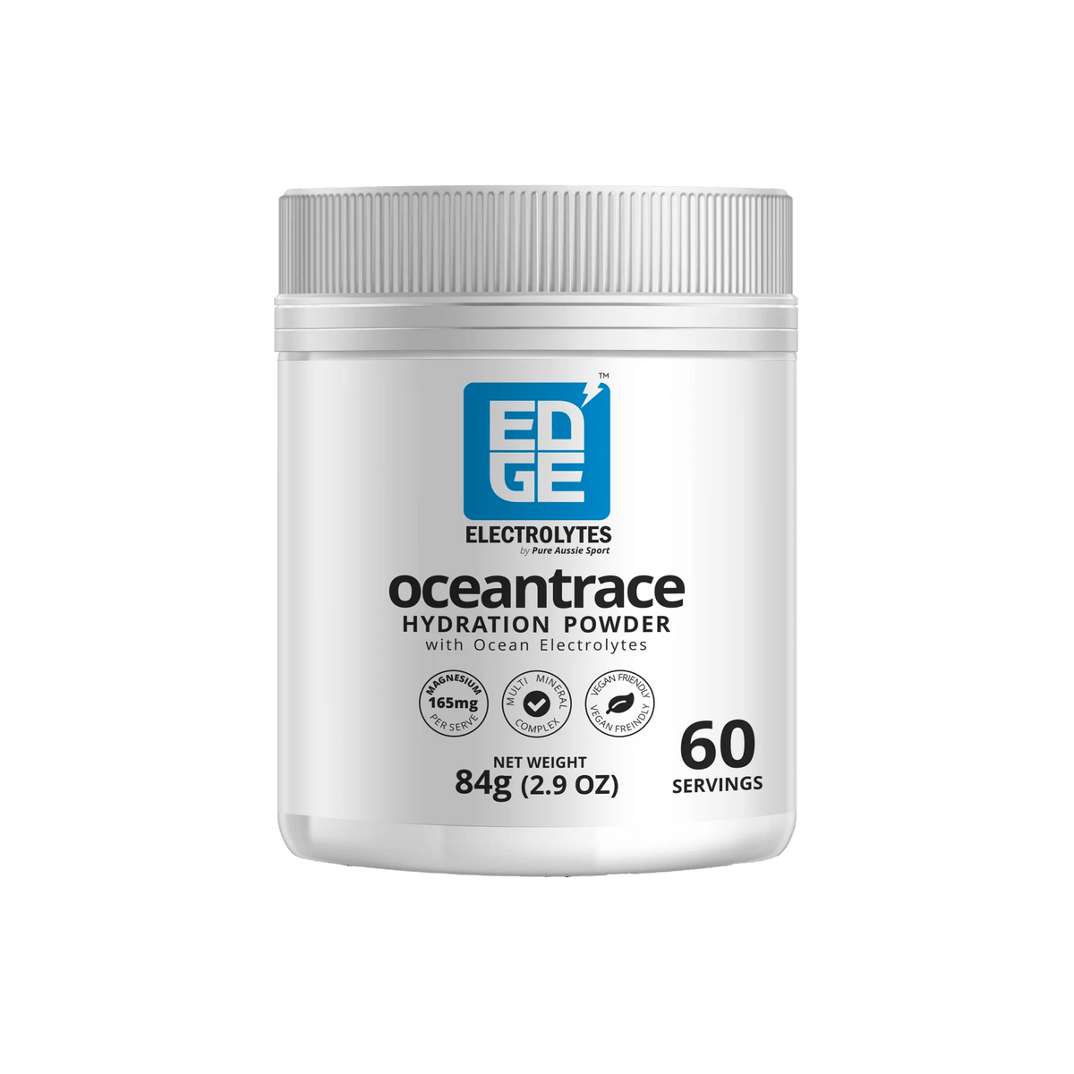 Ocean Trace - 60 Serves hydration powder container by Edge Electrolytes with ocean-derived electrolytes and 60 servings.
