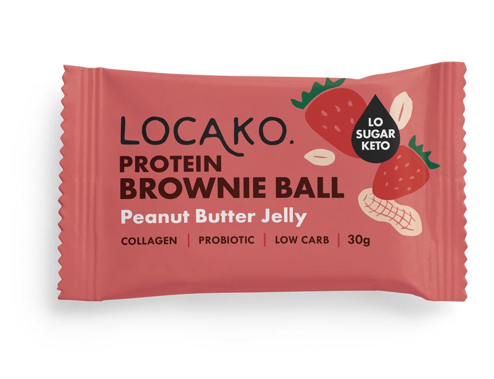 Peanut Butter Jelly Protein Brownie Ball - Yo Keto