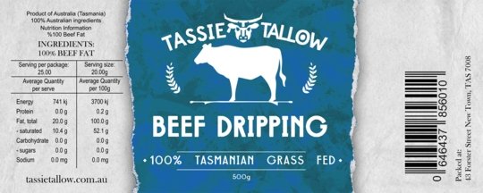 Premium Beef Dripping - Tasmanian Grass Fed - Yo Keto