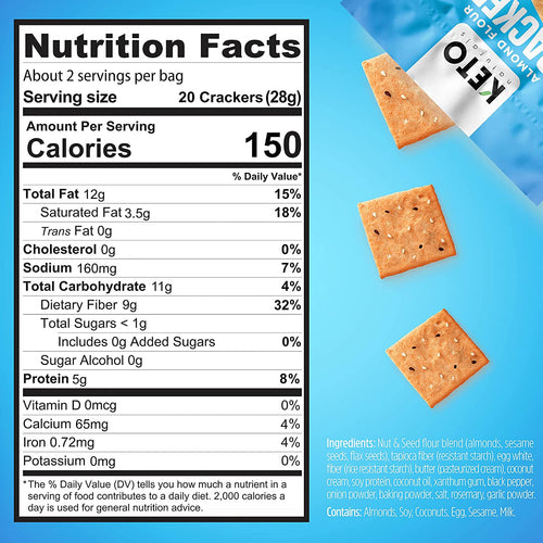 Sea Salt Almond Flour Crackers - Yo Keto